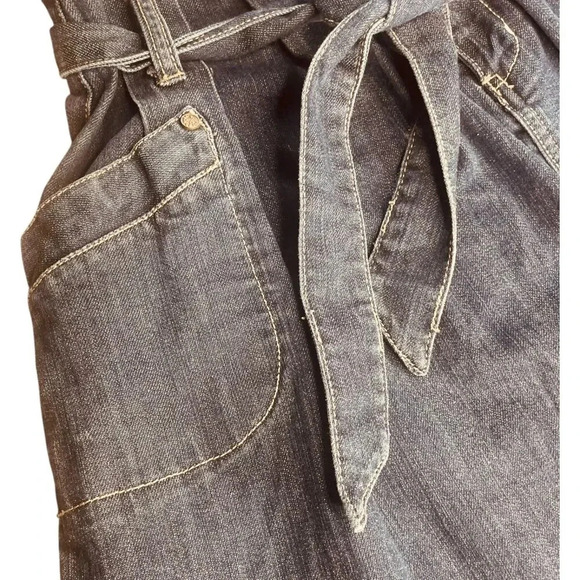 BCBGeneration Dark Wash Pleated Tie Waist Denim Mini Skirt - Picture 5 of 10